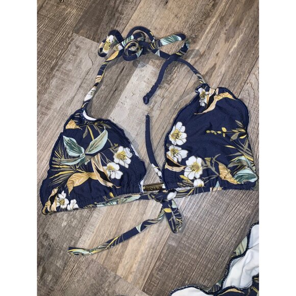 ZOEW Womens Floral String Bikini Swimsuit Set Size L - Picture 3 of 6